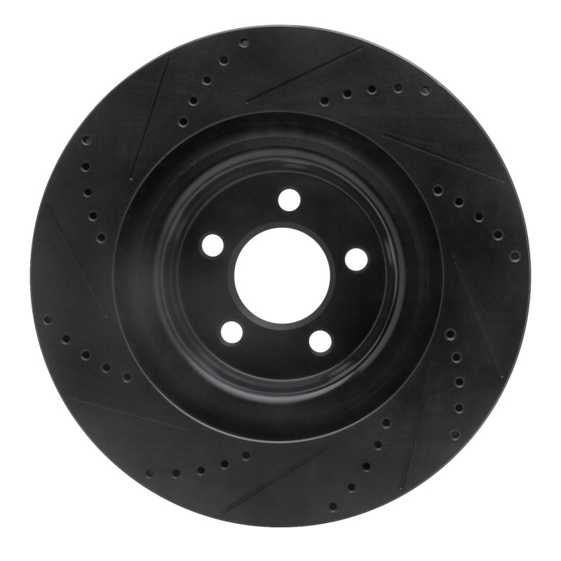 Chrysler 300 Brake Rotor (1) - Front Left - R1 Concepts - Drilled & Slotted - Black - `05-`23